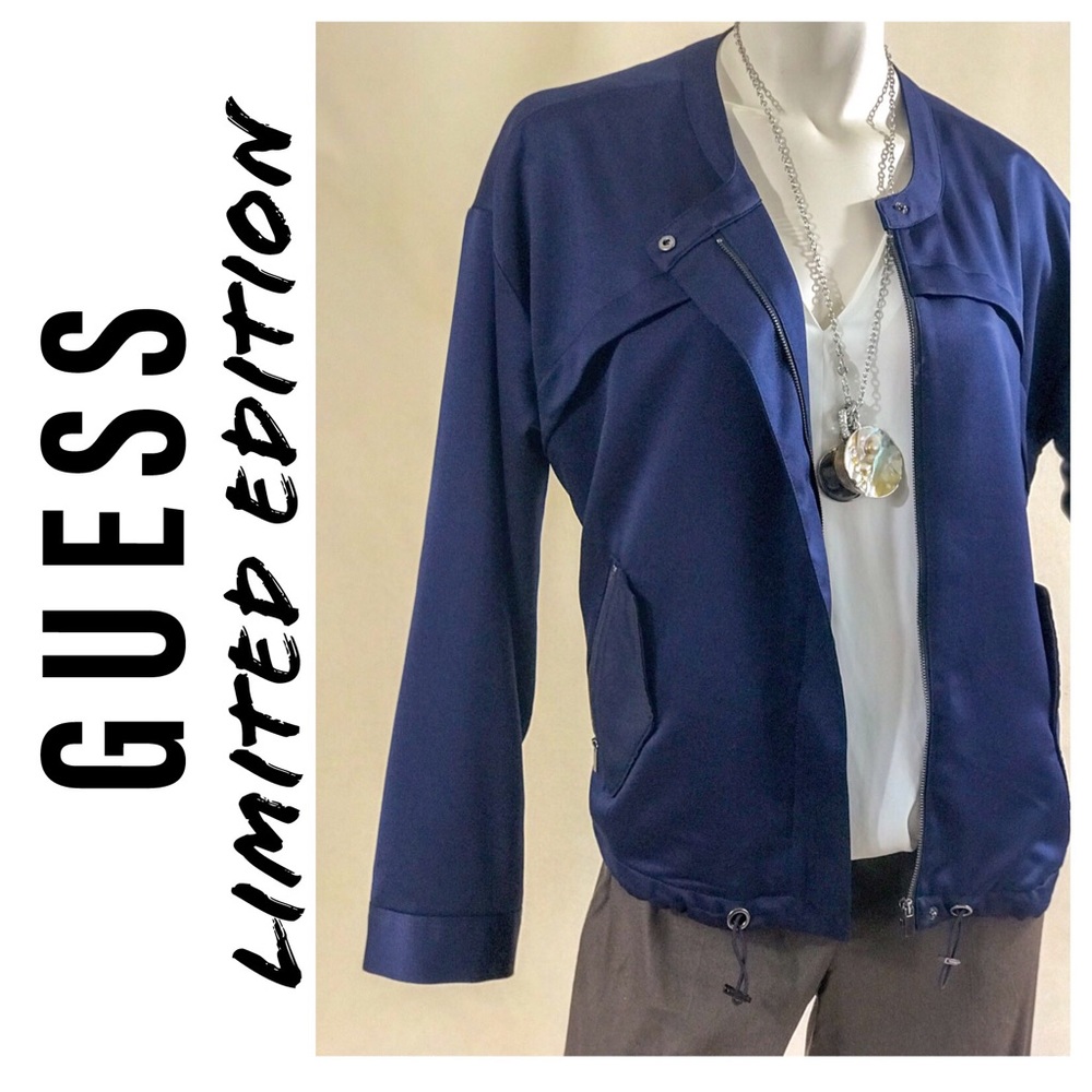 Luxury Retro Track Blue Satin Jacket - Size L